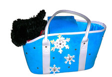 NEW Small Dog Canvas Carrier Tote   Blue w/Snowflake   Over  the  Shoulder Pet Bag