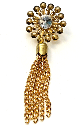Broche Vintage Barre à Pampilles Dorée - 7,2 Cm, état Neuf, Fabriquée En France