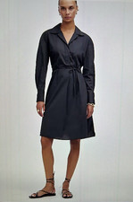 Madewell Long Sleeve Depeche Belted Mini Shirt Dress Black Size XL