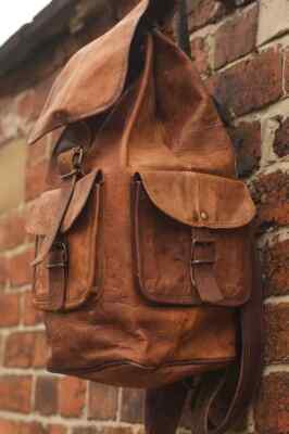New Genuine Leather Back Pack Rucksack Travel Bag For Men's and Women's