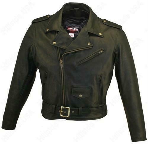 Event Leather EL1310GO – Gilet de moto en cuir noir classique avec bouton pression pour hommes, taille XS