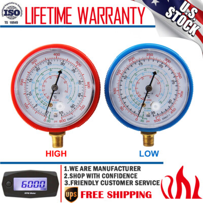 #ad 2 HVAC A C Air Conditioner Refrigeration Blueamp; Red Low High Pressure Gauge Tools $16.99