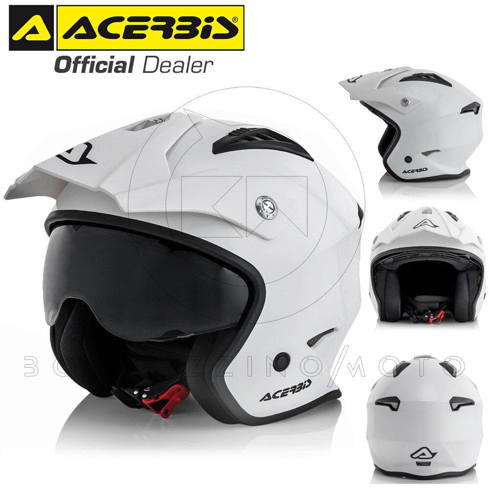 CASCO ACERBIS JET ARIA STREET URBAN MONO BIANCO LUCIDO MOTO TRIAL SCOOTER QUAD