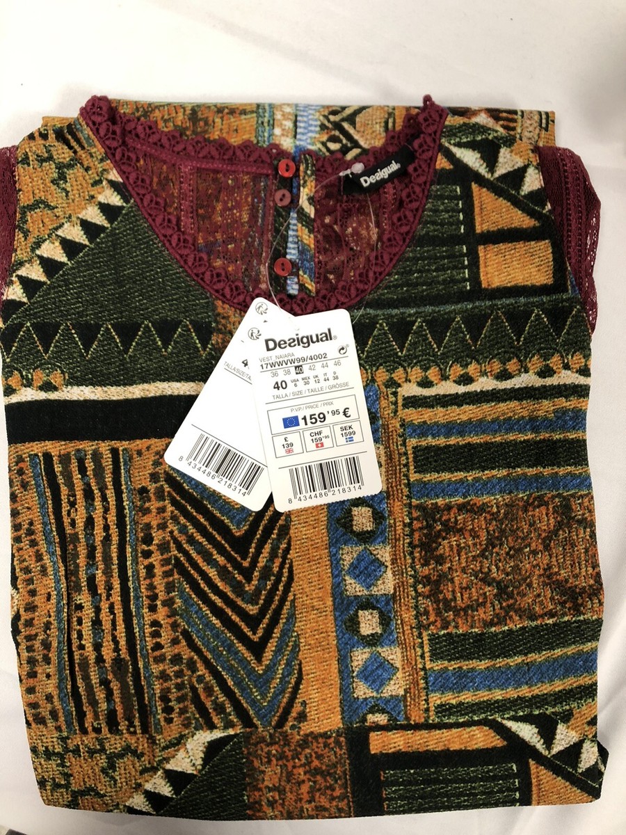Robe Femme Desigual - Taille 40 - Multicouleur Géométrique - Neuve Avec Étiquettes