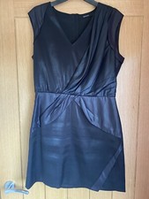 🖤 KAREN MILLEN METALLIC BLACK MATT SATIN V NECK EVENING PARTY DRESS SIZE 12 🖤