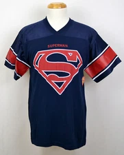 Superman Football Jersey T-shirt DC Comics Clark Kent Graphic Tee Blue NWT