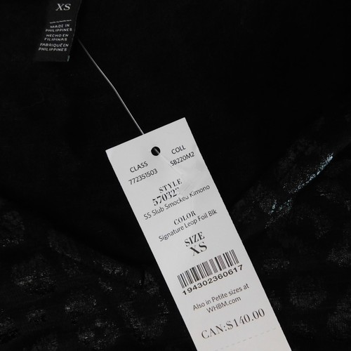 NWT!! WHBM Kimono Sleeve Smocked Waist Dress Leopard Foil Mini Animal X-Small - Picture 14 of 16