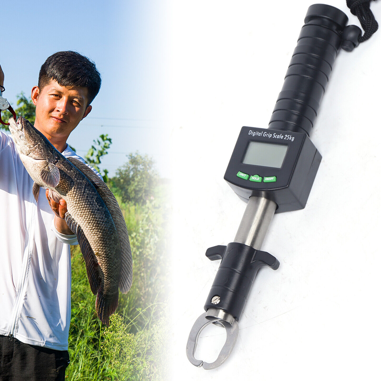 Portable Fish Scales Digital Weight, 55lb 25kg with Large Lip Gripper,  Digital