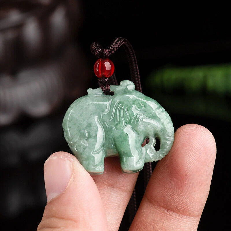 Green jade elephant pendant deals