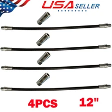 4x 12" Flexible Grease Gun Hose With Coupler Nozzle Long Extension 1/8"NPT NEW