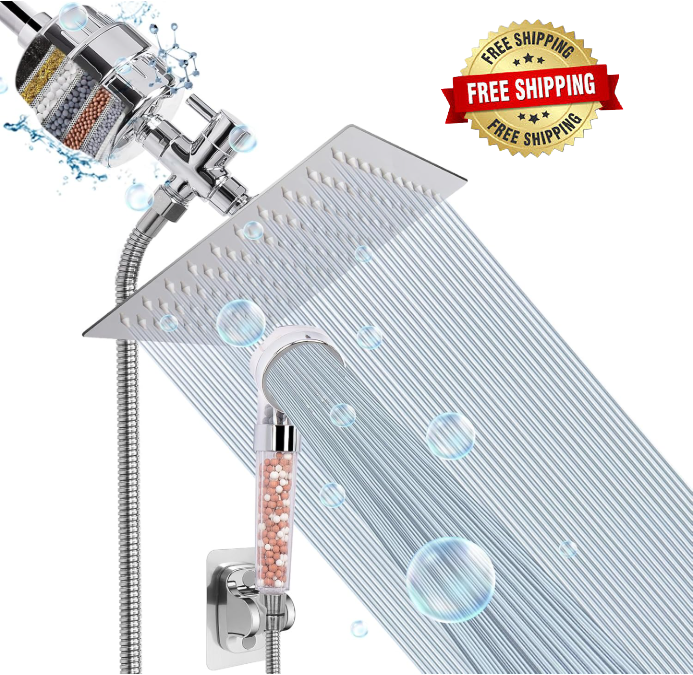 Modern 8-inch Rainfall Shower System with Hose for Stylish Bathroom Upgrade