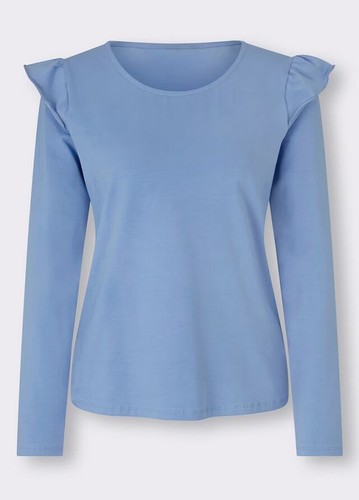 Shirt blau 38 linea TESINI Damen Langarm mit Rüschen himmelblau UVP:59,99€ P620 - Bild 4 von 4