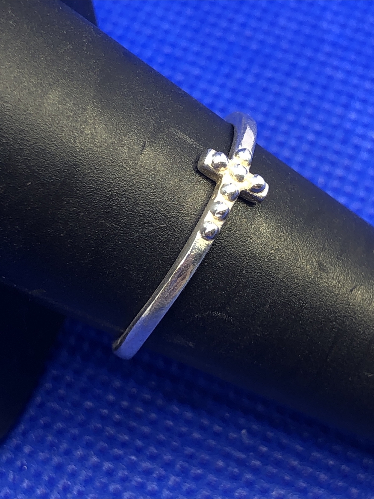 Stackable 925 Sterling Silver Petite Cross Beaded… - image 4