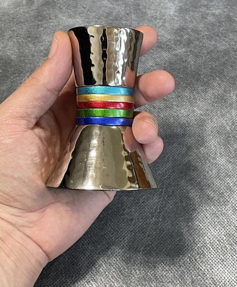 Chrome Hammered Textured Small Iron Tabletop Single Candlestick Holder New! - Image 2 of 4