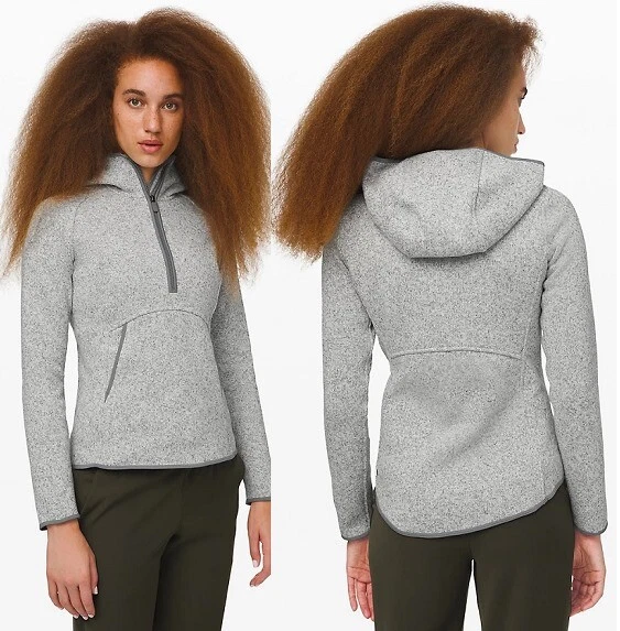 LULULEMON Fleece and Thank You Pullover Hoodie Jacket Heathered Gray Battleship