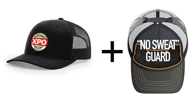 XPO LOGISTICS SNAP BACK TRUCKER HAT W/CUSTOM CIRCLE PATCH *BLACK HAT*