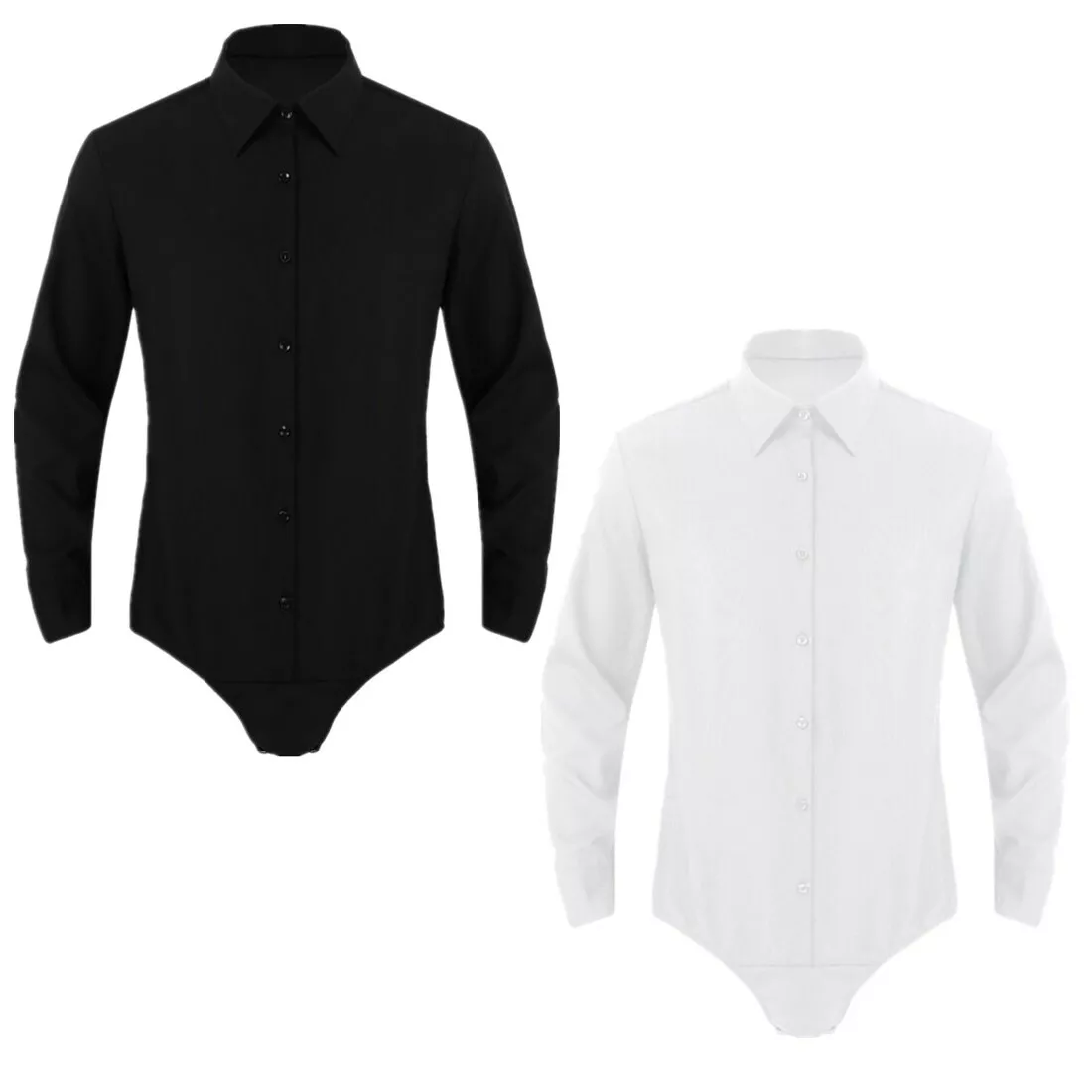 Homme Body Chemise a Manche Longue Coton Combinaison de Smoking Bodysuit Hauts