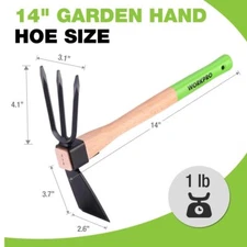 WORKPRO Hoe and Cultivator Garden Rake 2-in-1 Heavy Duty Gardening Hand Tools