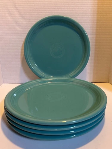 Set of 5 Fiesta Ware Turquoise Aqua 10" Dinner Plate Fiesta HLO USA 1986