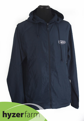 INNOVA LOGO ZIP-UP HOODED NAVY DISC GOLF WINDBREAKER *pick size* Hyzer Farm