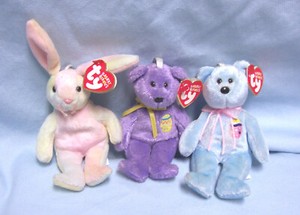TY EASTER BASKET BEANIES Unique (3) Stuffed Collectible Cute Easter Beanies -A1