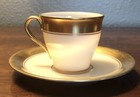 Vintage J. McD&S. Co, Ivory & White, Tea Cup and Saucer with Gold Rim — photo 1