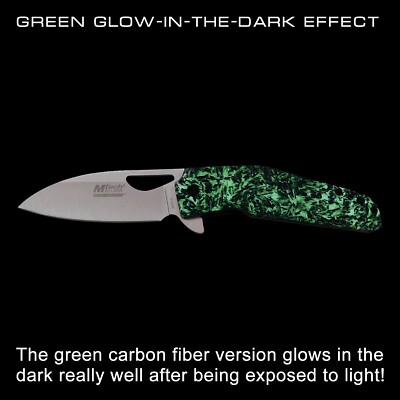 Glow-In-The-Dark Marble Carbon Fiber FrameLock Pocket Knife Ball Bearing Flipper