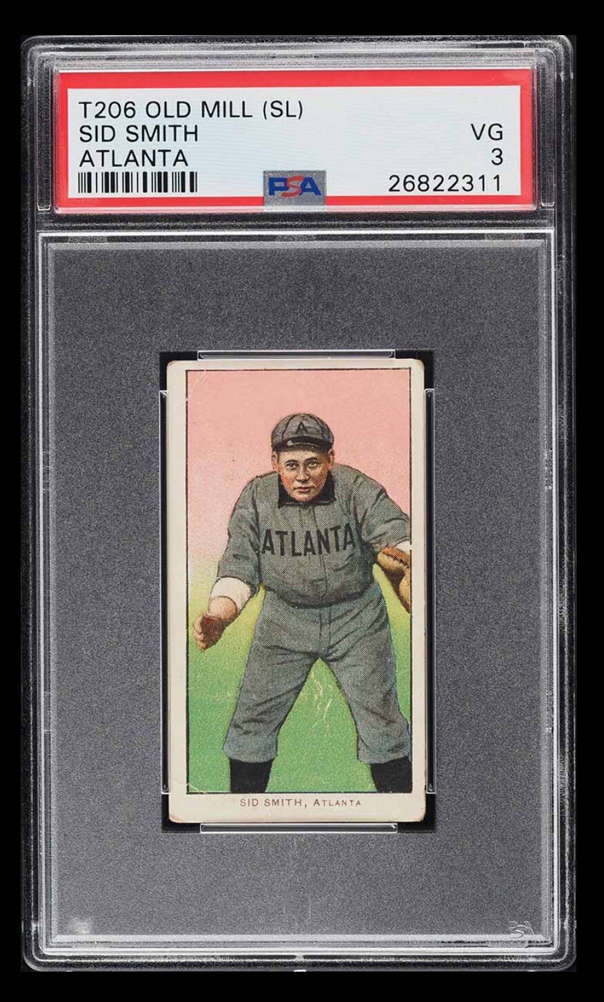 1909-11 T206 OLD MILL SID SMITH PSA 3 Very Good Atlanta Sid SMITH