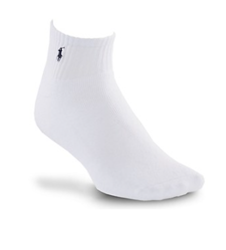 Polo Ralph Lauren Quarter Socks White 3 Pack Technical Preppy Athletic Sport - Picture 2 of 8