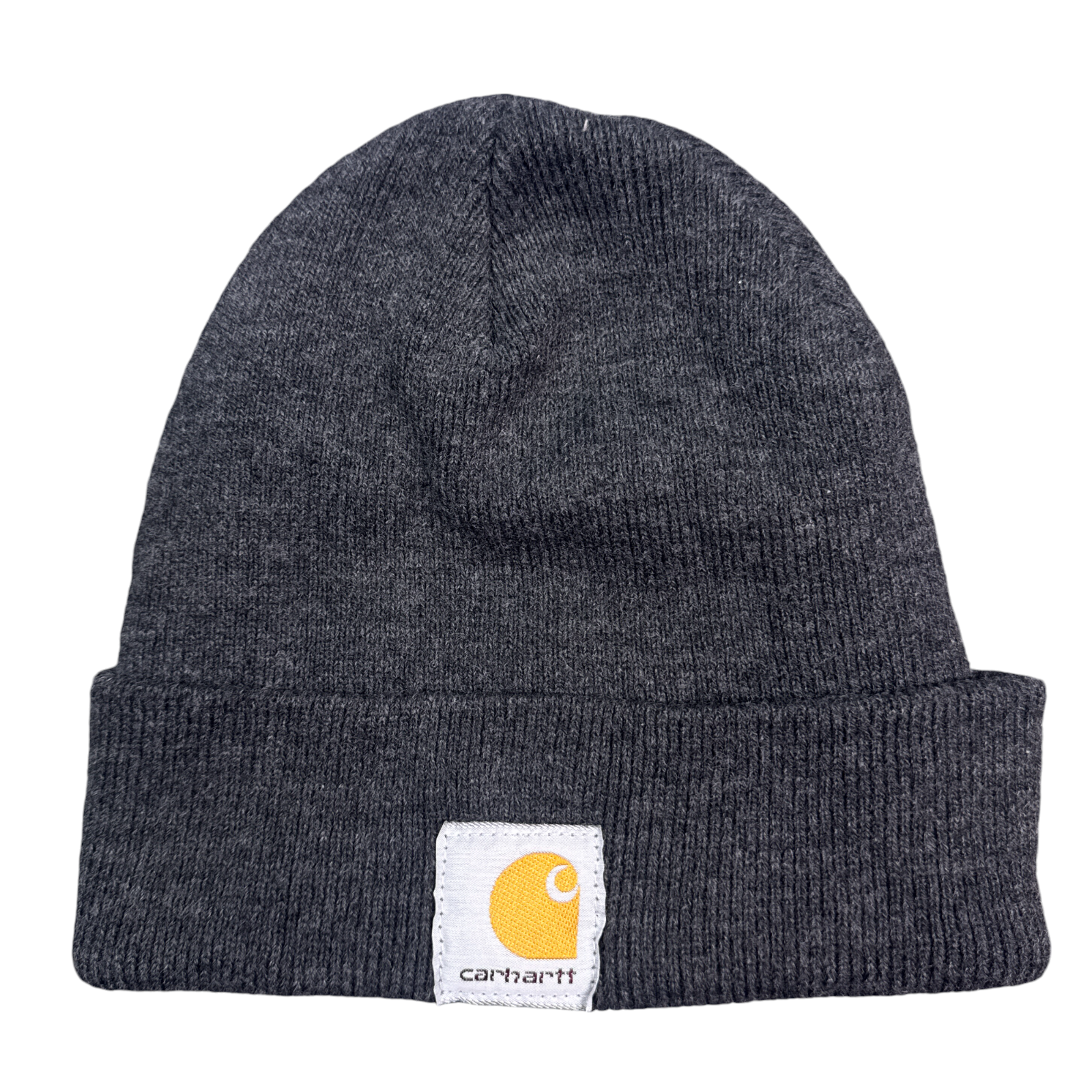 Carhartt A18 Beanie Skull Cap Gray Knit Big Logo Cuffed Stretch Streetwear