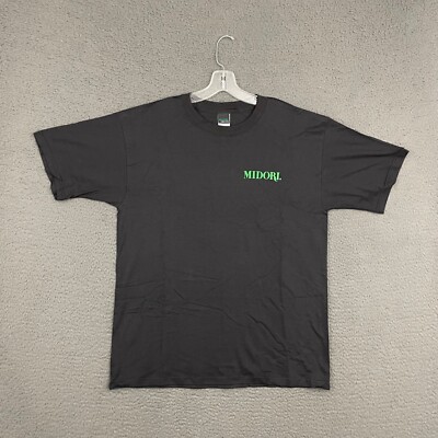 Midori Melon Liqueur T-Shirt Mens Large Black Graphic Spell Out Logo Cotton Dad
