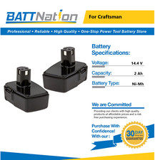 2x 14.4V 2Ah NiMh Battery for Craftsman 11105, 11107, 982151-001, 11333
