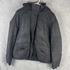 Hemisphere Jacket Mens Medium Black Hooded Insulated Parka Faux Fur Trim Zip