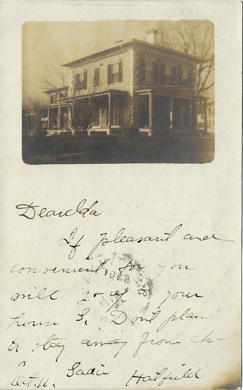 Hatfield MA The Sadie Hatfield Residence, signed Sadie Hatfield 1905 RPPC