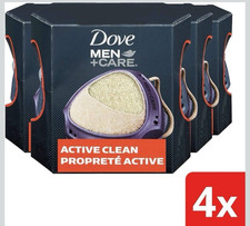 4 Dove Men+Care Active Clean 4pc Set Dual Shower Tool Bath Pouf Good Lather Skin