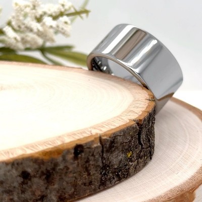 12mm Silver Tungsten Carbide Ring High-Gloss Edge Christmas Gifts Band For Him
