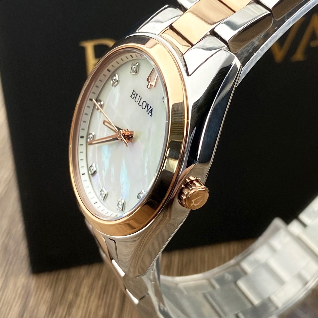 Bulova Surveyor 98P207 Mother of Pearl White Dial Rose Gold Women's ...
