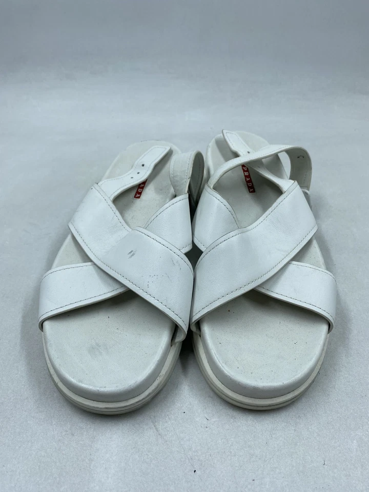 Белые кожаные сандалии Prada W 8,5 - Изображение 2 из 4