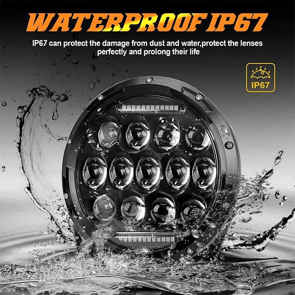 NEWEST For Dodge W100 W200 W300 Pickup 7inch Round LED Headlights Hi/Lo Beam - Image 2 of 4