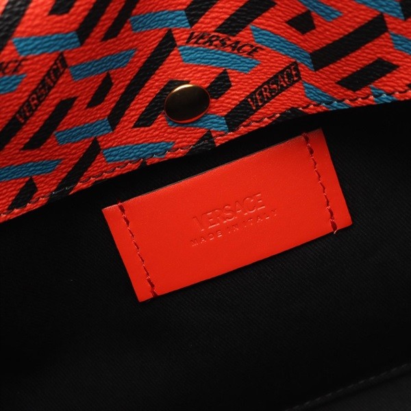 Versace Tote Bag PVC Leather Multi-Color Red Women Used Authentic thumbnail 4