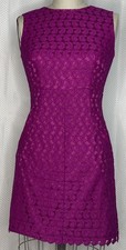 DIANE VON FURSTENBERG WOMEN'S LACE DRESS ROUND NECK SLEEVELESS PURPLE SIZE 2