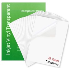 28 Pack 95 Clear Sticker Paper for Inkjet Printer, 8.5x11 Inch Printable Vin...