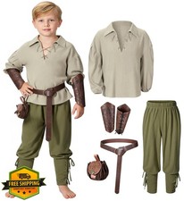 Kids Medieval Viking Pirate Tunic Pants Costume Boys Cosplay 3-14 Years