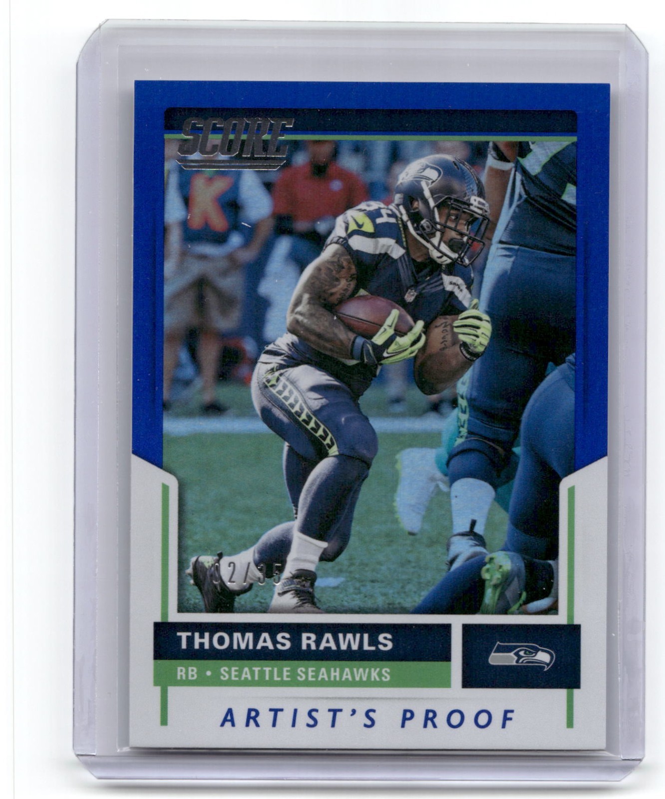 2017 Score Thomas Rawls Card# 29 Artist's Proof /35