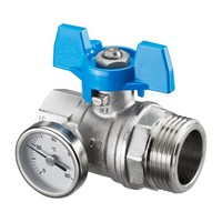 "Oventrop Kugelhahn, Blauer Griff Mit Thermometer, 1\" IG X Ag, Flachdichtend,"
