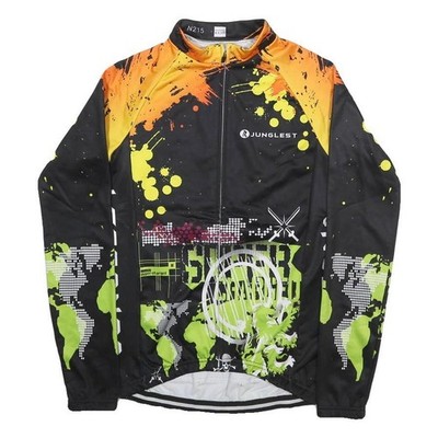 JUNGLEST Herren Radjacke Schwarz Orange Polyester Grafik Zip Jacke M