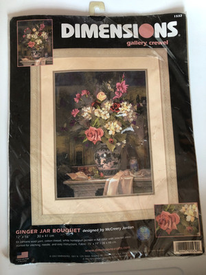 Dimensions Gallery Crewel Kit Ginger Jar Bouquet 1532- 12'' X 16'' Mccreery Jordan