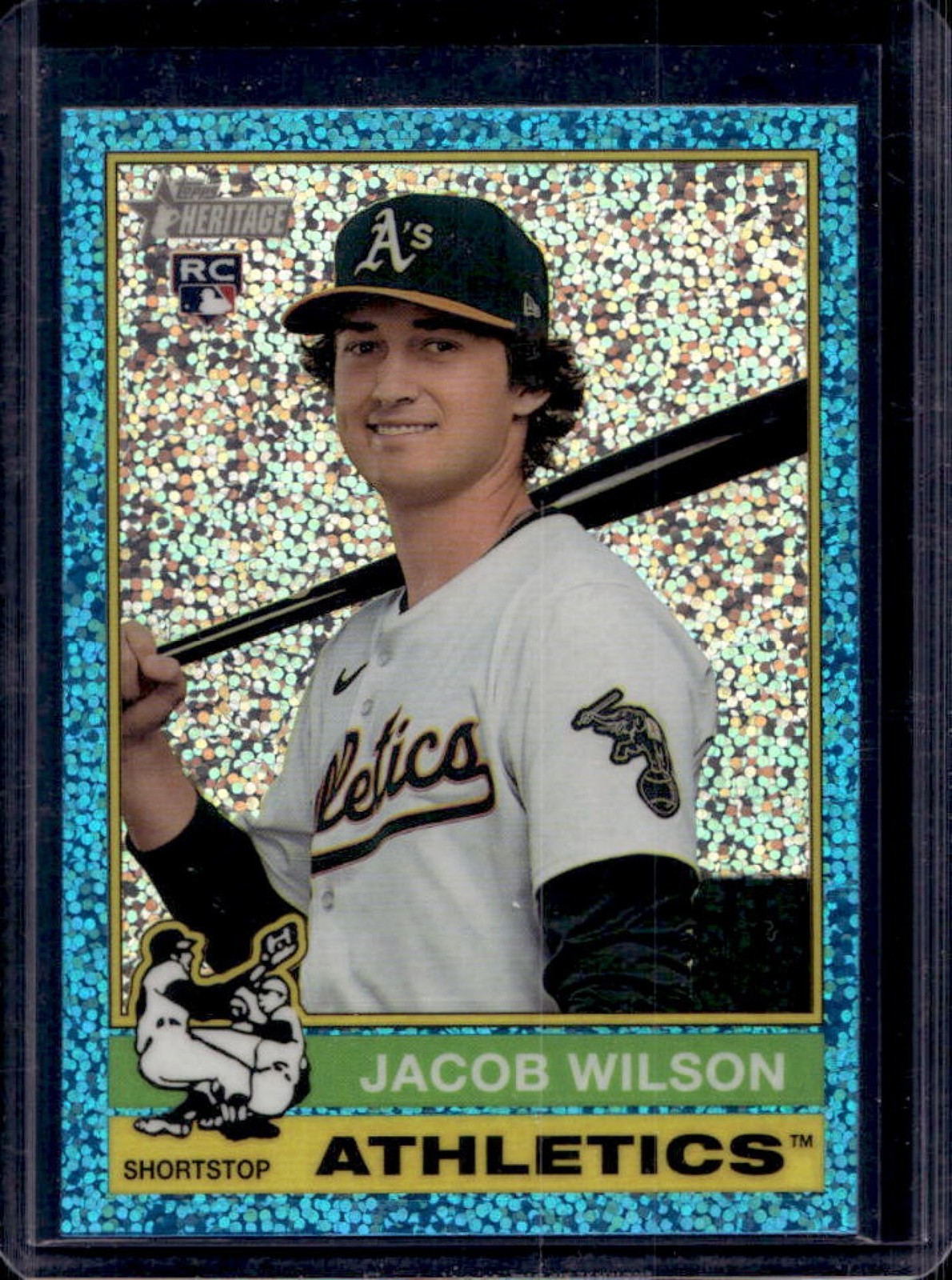 2025 Topps Heritage Jacob Wilson Chrome RC Aqua Sparkle Refractor #15 Athletics