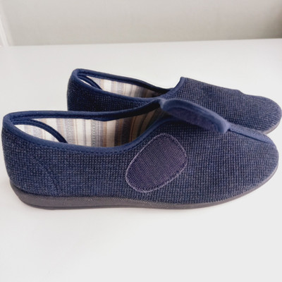 Damart Ladies Navy Blue Canvas Hard Wearing Adjustable Slippers Size 5/38  VGC UK