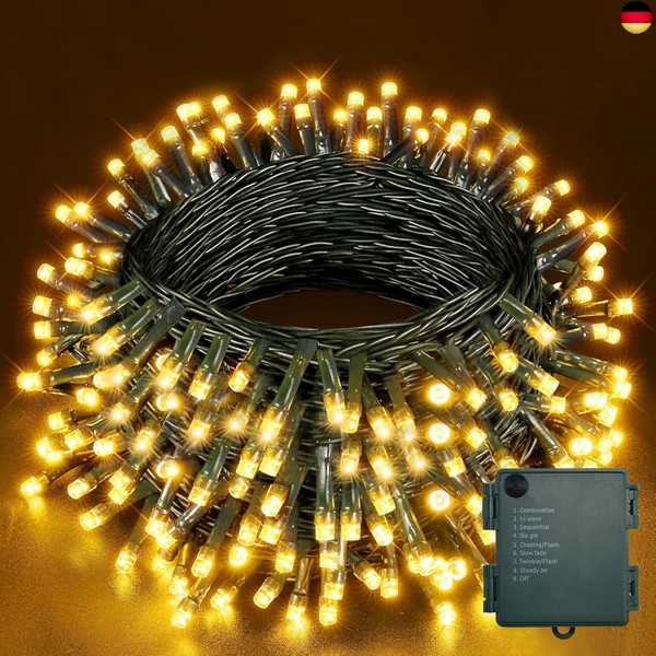 Lichterkette Batterie, 20M 200LED Lichterkette AußEn Und Innen Mit Timer, 8 Modi-image